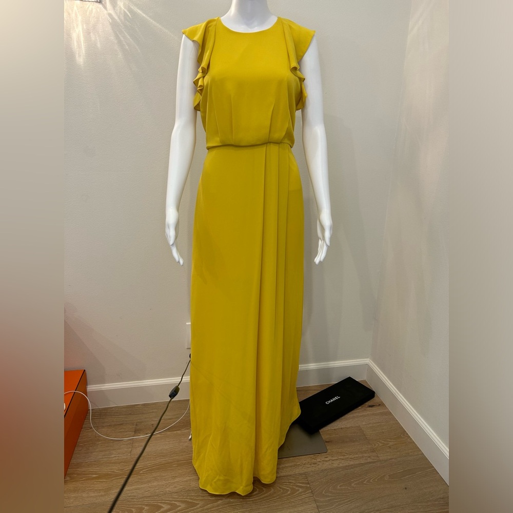 bcbg Maxazria Yellow Ruffle Low Back Dress